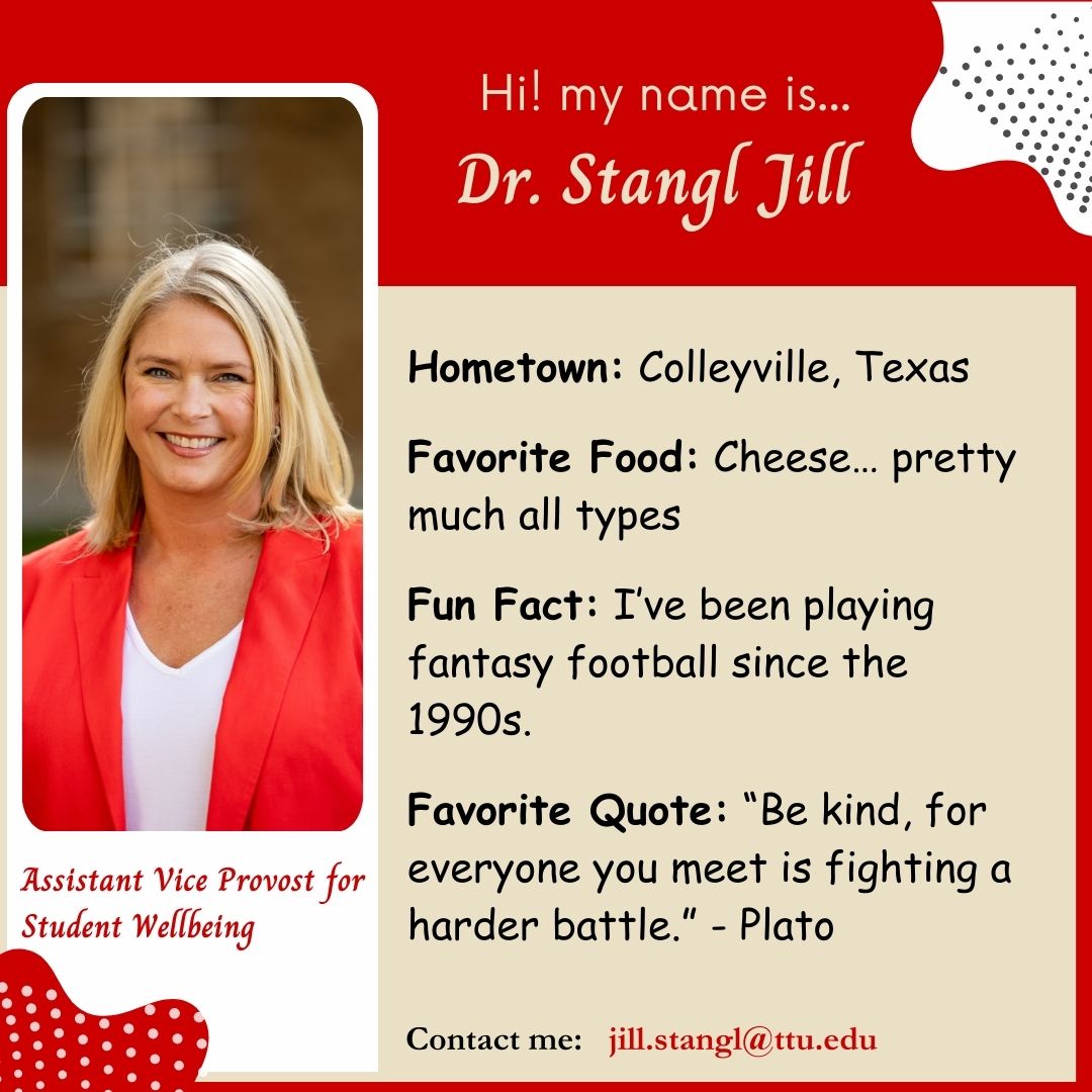 Meet our Assistant Vice Provost for Student Wellbeing- Dr. Stangl Jill!