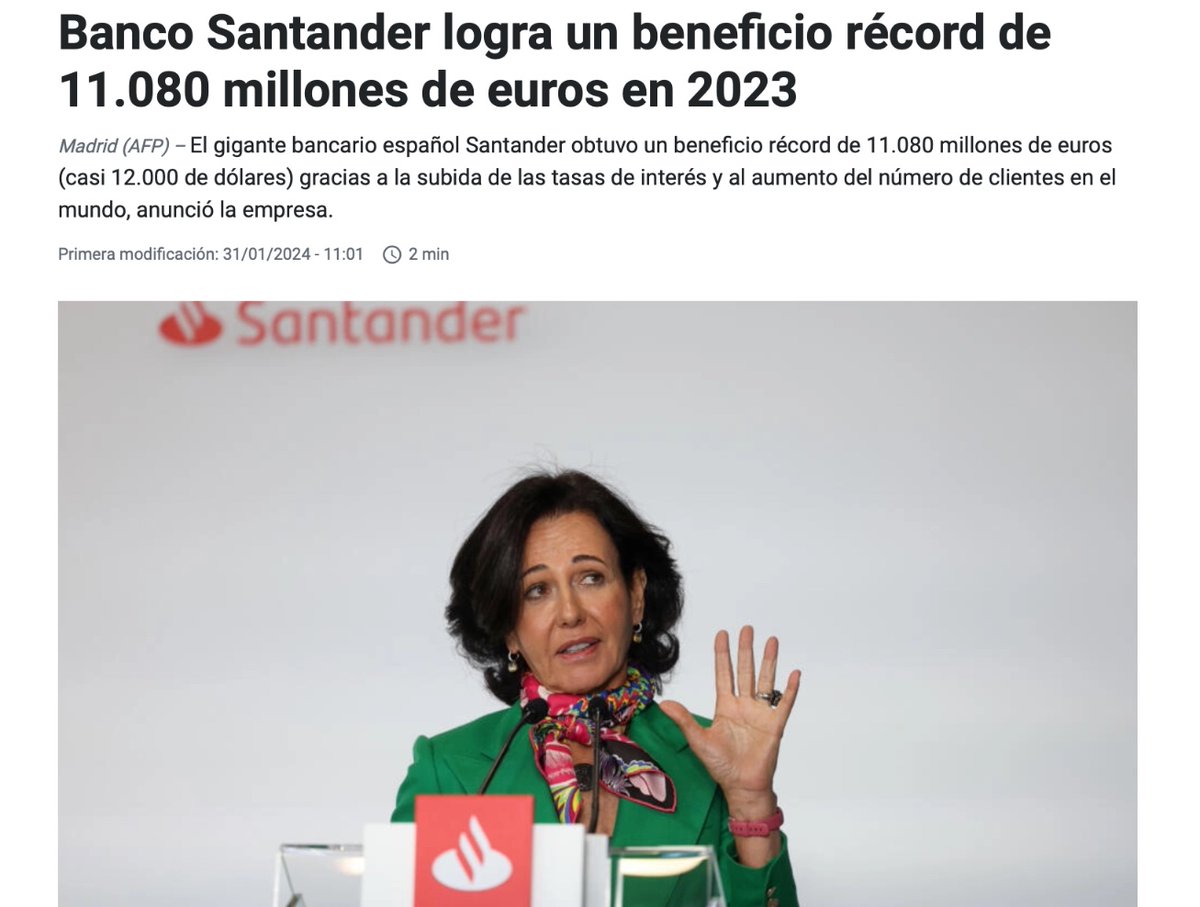 gonarj's tweet photo. ESTA "POBRE" SEÑORA, ANA PATRICIA BOTÍN, DIRIGE UNA DE LAS EMPRESAS DEL IBEX 35 Y FORMA PARTE DE LA DERECHA ECONÓMICA, LA QUE MUEVE LOS HILOS DE LA DERECHA POLÍTICA
Ella no quiere impuestos a la Banca.
Ella quiere un gobierno del PP para poder seguir ganando dinero, con el dinero que tú y yo le pagamos en comisiones o por tener domiciliada nuestra nómina o por pagar la hipoteca.
Ella necesita un gobierno del PP, porque si hace una mala gestión de su empresa, un gobierno, como en 2008 el gobierno de M.Rajoy, cubrirá sus deudas con tu dinero y el mío.
Así que cuando te hablen de Bilduetarras, Indultos o Amnistía, recuerda que es una cortina de humo para que no te des cuenta de que lo que realmente le importa es que no haya un Gobierno de Progreso gobernando desde el BOE.