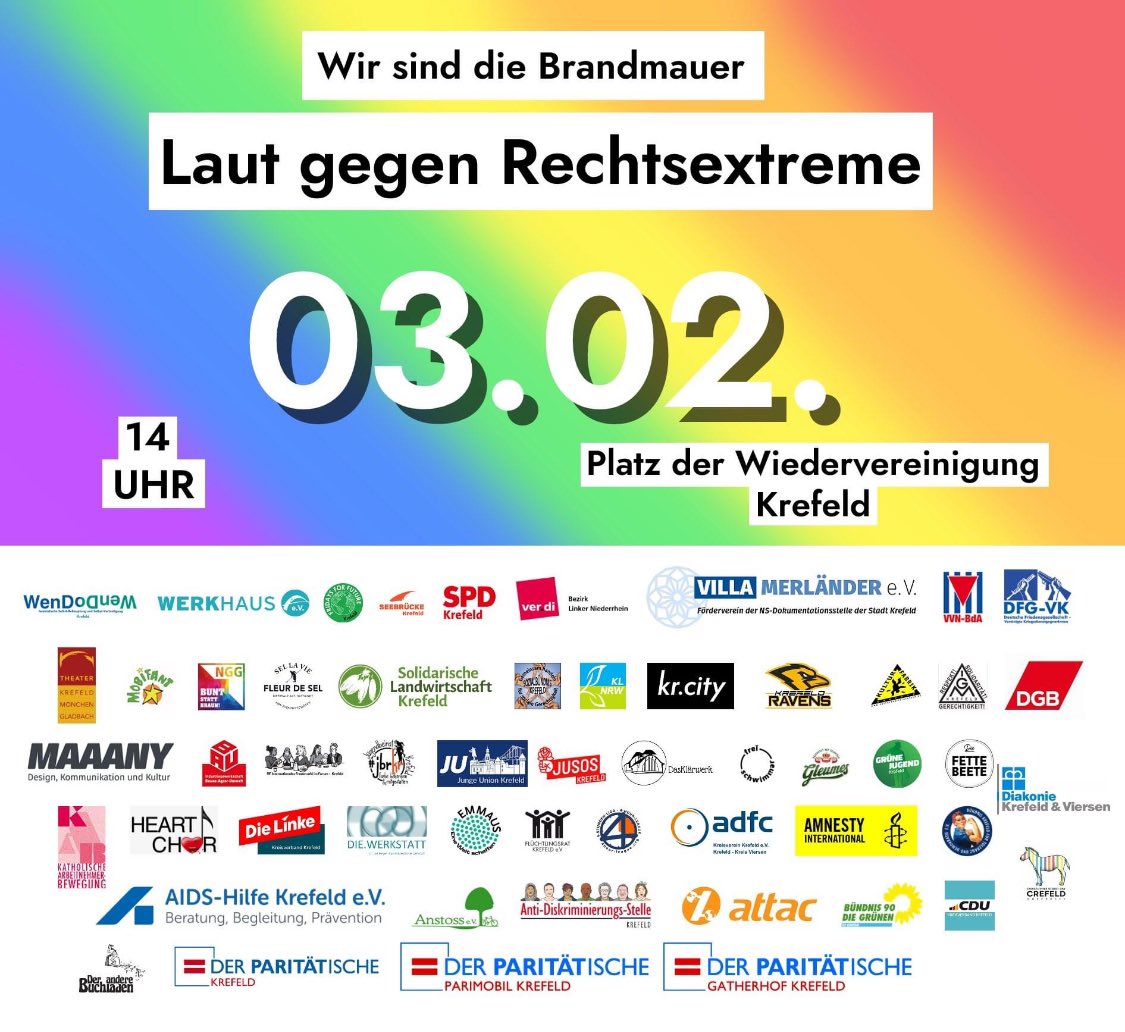 #noafd #demo #demonstration #wirdsindmehr #wirsinddiebrandmauer #fckafd #fcknzs #demokratie #gegenrechts #gegenrechtehetze #krefeld #krefeldkannwas #krefeldistbunt #keinmillimeternachrechts