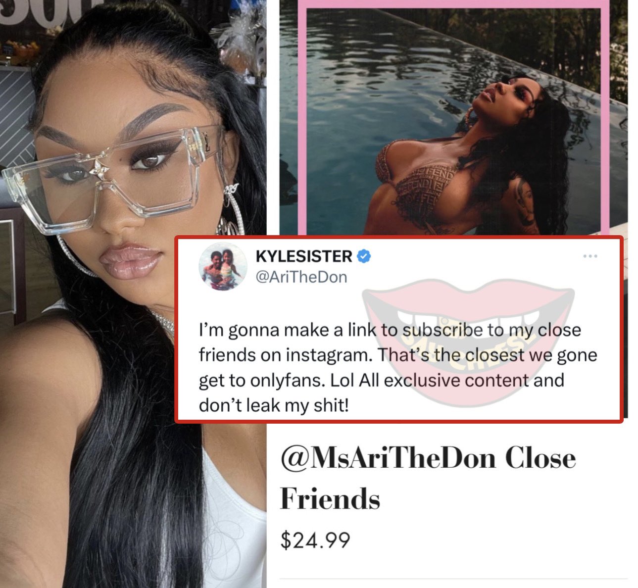 SAY CHEESE! 👄🧀 on X: ARI creates close friends and allows fans to  subscribe for $24.99 per month 💰 t.couliAhVG42O  X