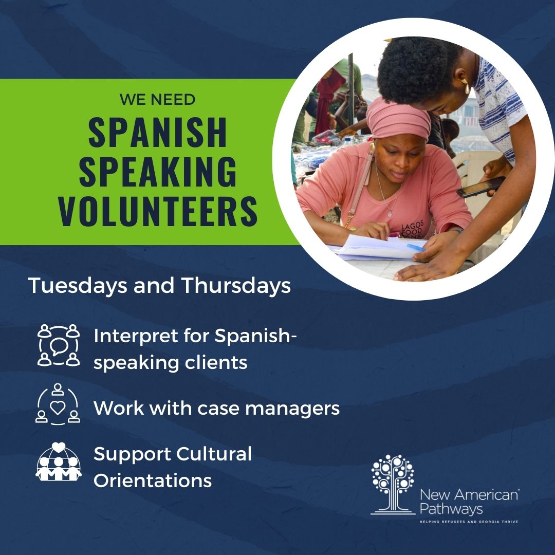 🌟Volunteer Opportunities: 🗓️ Tuesdays & Thursdays 🕘 9am-1pm Help us make a difference! Interpret for Spanish-speaking clients, work with case managers and support Cultural Orientations. Be a part of something meaningful! #VolunteerOpportunity #Interpret #Spanish #Refugees