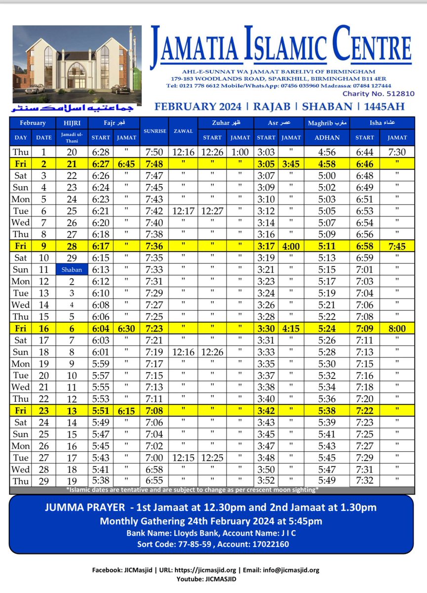 JICMosque's tweet photo. February/March 2024 Prayer Timetable https://t.co/WwE2RC8Ti1