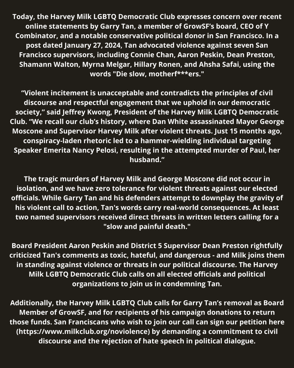 Harvey Milk LGBTQ Democratic Club tweet media