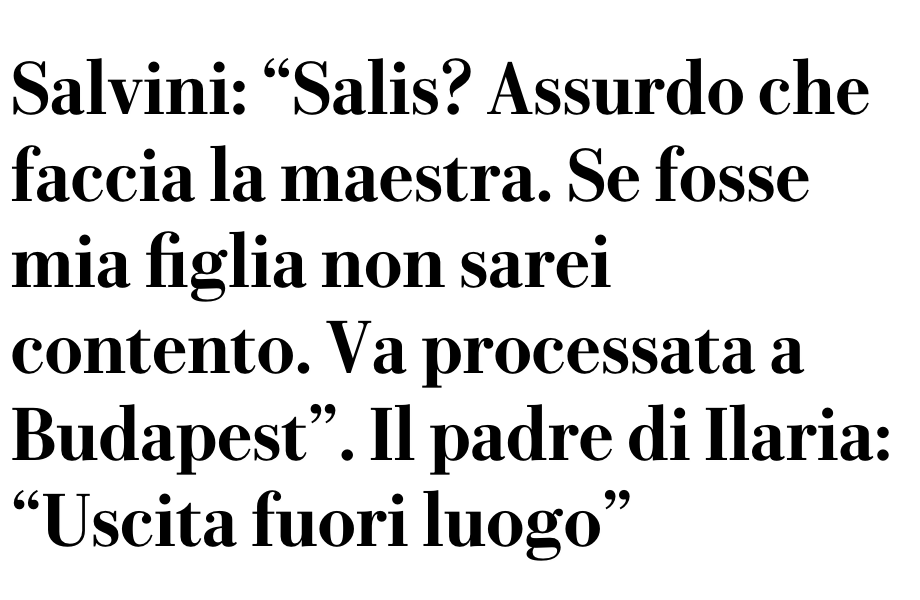 9) Salvini i altres polítics de Lega i Fd'I han mostrat solidaridat cap als neonazis agredits, han defensat Orbán, atacat la mestra amb mentides i demanat que perdi la feina.
Han desencadenat una tempesta d'odi contra #IlariaSalislibera
Aquesta és l'extrema dreta q governa Itàlia