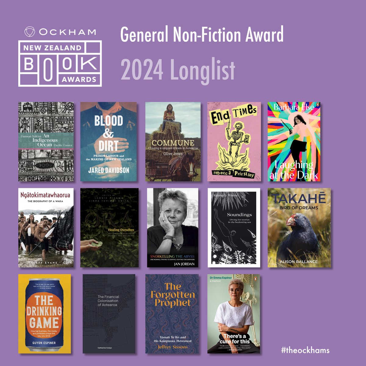 Ockham NZ Book Awards (@theockhams) on Twitter photo The 2024 General Non-Fiction longlist is out - Congratulations to all! #theockhams <a href="/AllenAndUnwinNZ/">Allen & Unwin Aotearoa NZ</a> <a href="/PenguinBooks_NZ/">Penguin Books NZ</a> <a href="/BWB_NZ/">Bridget Williams Books</a> <a href="/thwupbooks/">Te Herenga Waka University Press</a> <a href="/masseyunipress/">Massey Uni Press</a> <a href="/HuiaPublishers/">Huia Publishers</a> <a href="/TheCubaPress/">The Cuba Press</a> Potton & Burton Economic and Social Research Aotearoa The 2024 General Non-Fiction longlist is out - Congratulations to all! #theockhams <a href="/AllenAndUnwinNZ/">Allen & Unwin Aotearoa NZ</a> <a href="/PenguinBooks_NZ/">Penguin Books NZ</a> <a href="/BWB_NZ/">Bridget Williams Books</a> <a href="/thwupbooks/">Te Herenga Waka University Press</a> <a href="/masseyunipress/">Massey Uni Press</a> <a href="/HuiaPublishers/">Huia Publishers</a> <a href="/TheCubaPress/">The Cuba Press</a> Potton & Burton Economic and Social Research Aotearoa