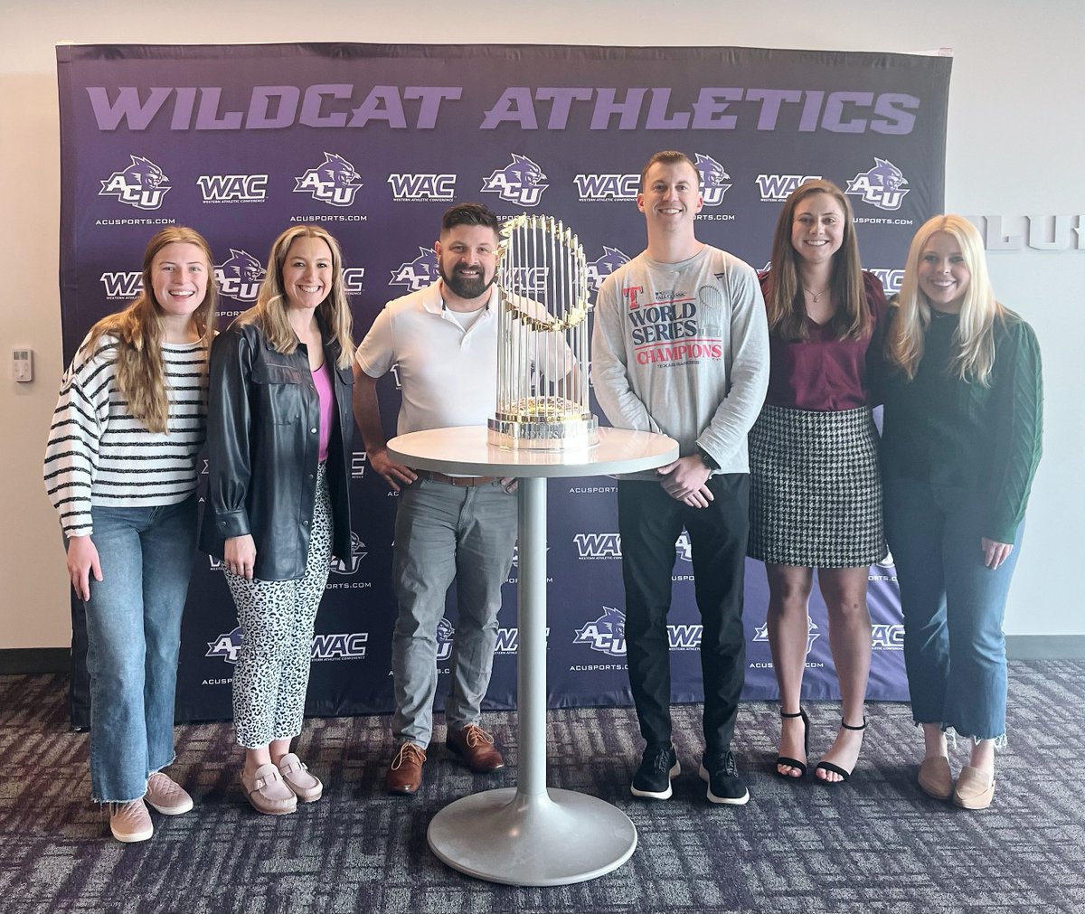 ACU_Compliance's tweet photo. Welcoming a special guest to the office today! Appreciate the impactful partnership between the @Rangers and @ACUedu 🏆⚾️ https://t.co/vSyEkfIAwp