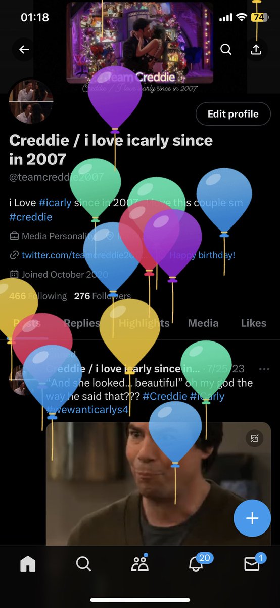 teamcreddie2007's tweet photo. It’s my birthday today 
Thank you so much for loving wish me 
#icarly #creddie https://t.co/hWEpRfztOm