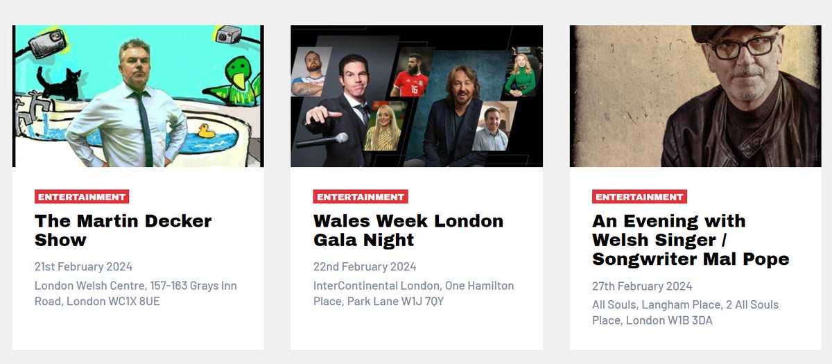 walesweeklondon's tweet photo. Excited for #WalesWeekLondon 2024? Dive into a world of Welsh entertainment! Discover music, arts, and more. View entertainment events here 👉 https://t.co/q1jhLUAUHb #welshinlondon https://t.co/tOeoVq2S1p