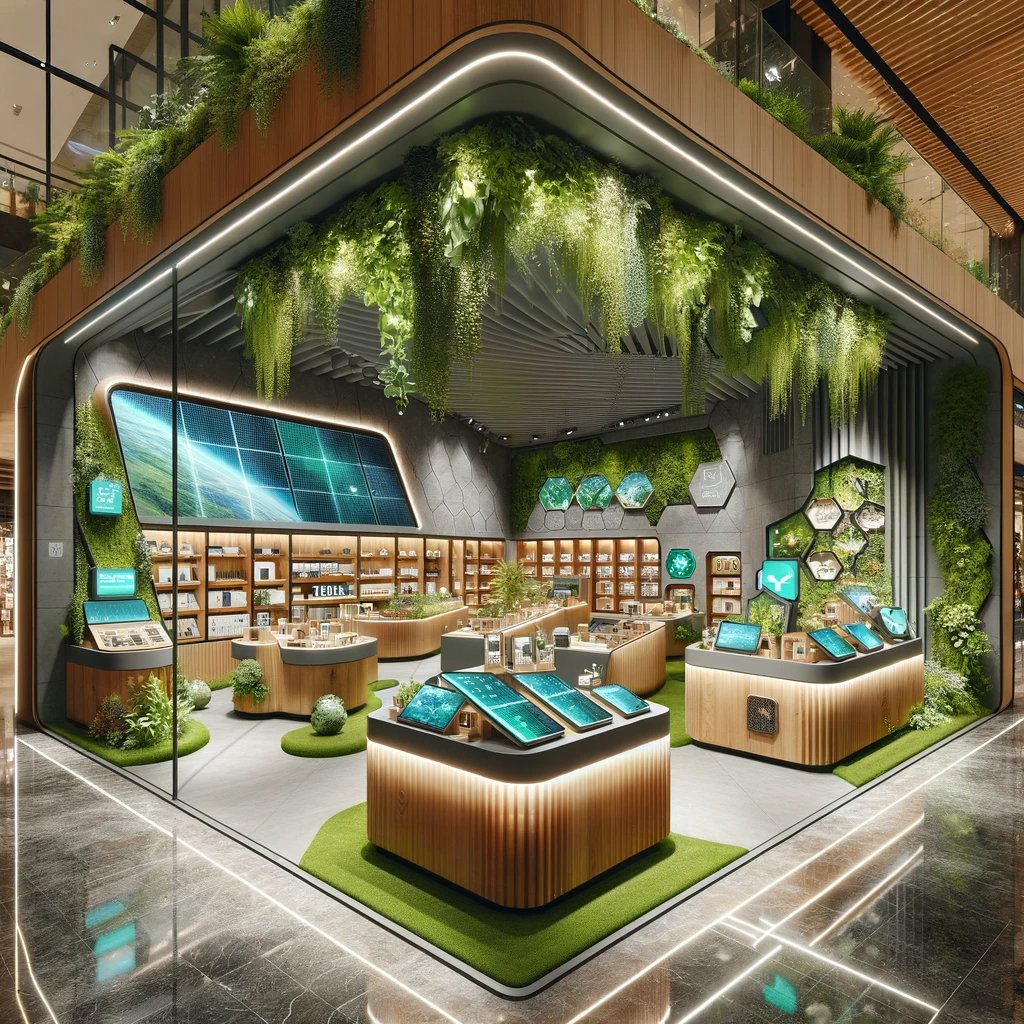 EvanKirstel's tweet photo. ๐ฟ๐ Idea for a #retail store called Eco Friendly. It's where green tech meets modern design, shopping amidst lush greenery with the latest solar-powered gadgets in hand. #GreenTech #FuturisticRetail #Shopping #retailers ๐๐ป https://t.co/aLoRWqx53M