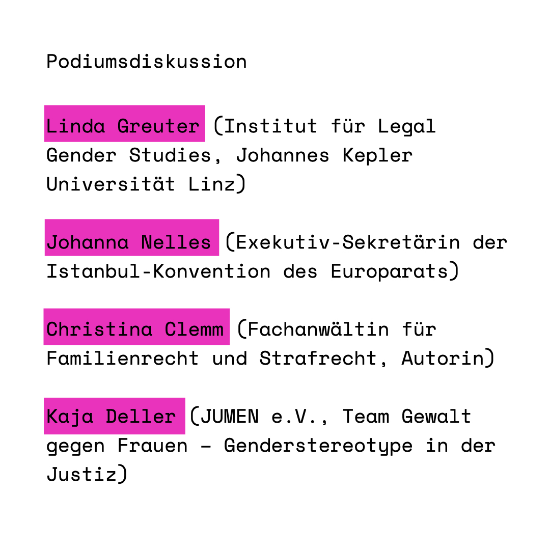 Femizide strategisch verhindern - Möglichkeiten vor nationalen und internationalen Gerichten

05.03.24, 19.00 Uhr
Haus der Demokratie und Menschenrechte

Podiumsdiskussion mit Linda Greuter, Johanna Nelles, Christina Clemm und Kaja Deller

Anmeldung unter: eveeno.com/121321608