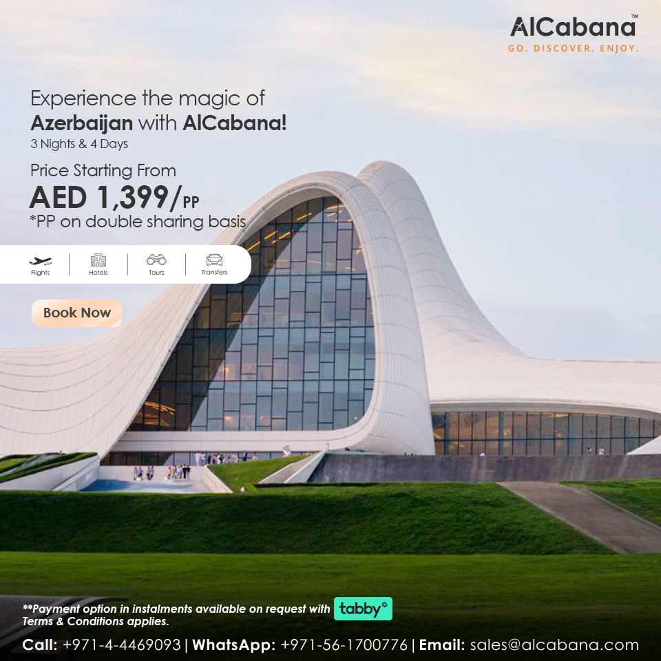 Hello_AlCabana's tweet photo. Embark on a thrilling Azerbaijan expedition with AlCabana at an incredible price of AED 1,399! Ensure your spot today and seize this unbeatable opportunity!
#DiscoverAzerbaijan #AlCabana #DubaiTravel #AzerbaijanExploration #BakuAdventures #ExperienceAzerbaijan #TravelToBaku https://t.co/87Rhvd4tvs