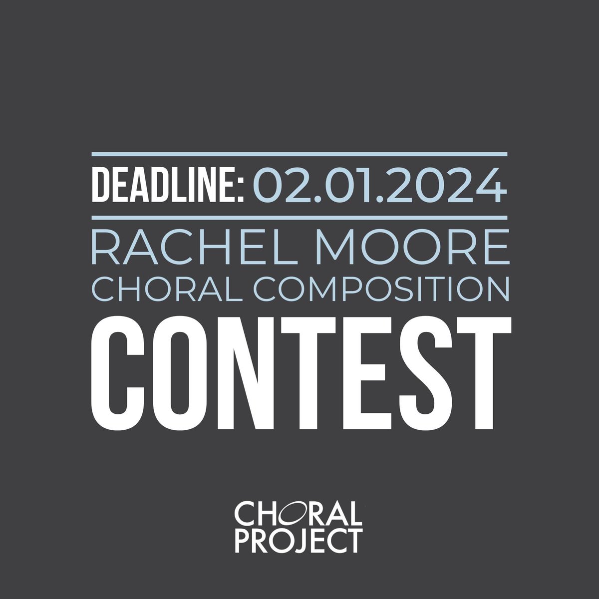 ChoralProject's tweet photo. The submission deadline for @ChoralProject's 𝗥𝗮𝗰𝗵𝗲𝗹 𝗠𝗼𝗼𝗿𝗲 𝗖𝗵𝗼𝗿𝗮𝗹 𝗖𝗼𝗺𝗽𝗼𝘀𝗶𝘁𝗶𝗼𝗻 𝗖𝗼𝗻𝘁𝗲𝘀𝘁 is tomorrow, FEB 1. High school (grades 9-12) ➕ undergraduate college students are invited to enter‼️🌐: https://t.co/0qOA9DOAfc https://t.co/JcZglexTdu