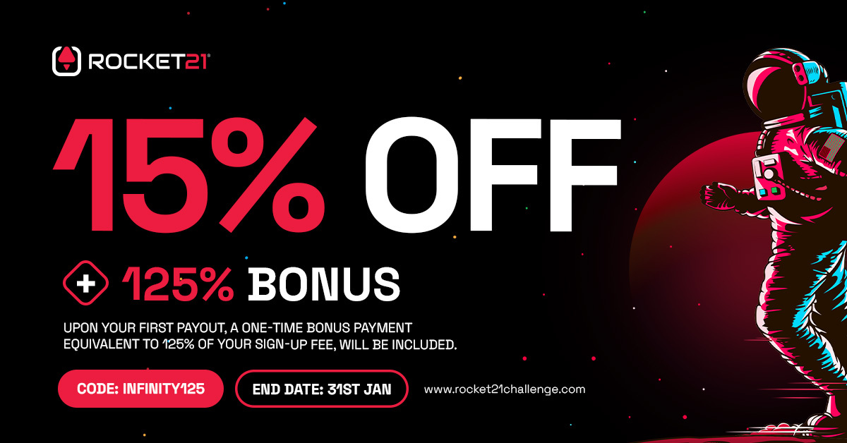 🚀🌟 Last chance! Today is the final day to take advantage of our special offer.

💥Terms: 15% OFF | 125% Bonus
Code: INFINITY125

💥42% off $5K & $10k Standard and Apollo
Code: ROCKET2024
 
🌙 Don't let it slip away!