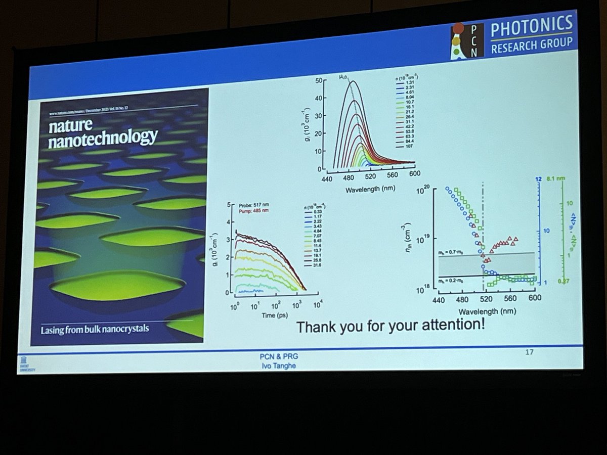 Ivo Tanghe of @ugent ⁦@NanoUGent⁩ @photonicsugent discussing the remarkable optical gain properties of colloidal “bulk nanocrystals” (sounds like a contradiction 😉) at ⁦@PhotonicsWest⁩. If you want to know more, read the recent Nature Nanotechnology paper.