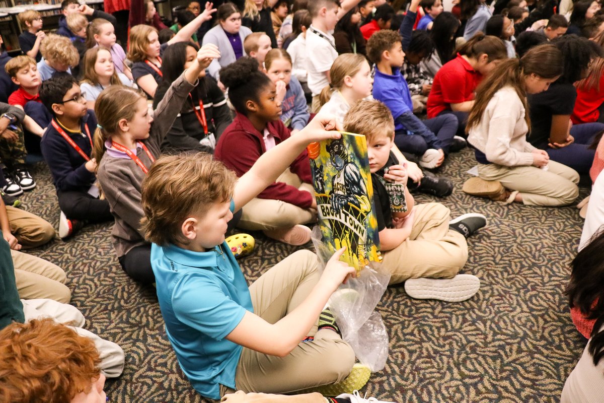 Local artist Audwynn Newman stopped by Rosa Parks Elementary to talk with their fourth-grade classes. Newman has worked as a penciller for Marvel comics and has designed many characters and toys. These students have been studying famous African American artists to create an art
