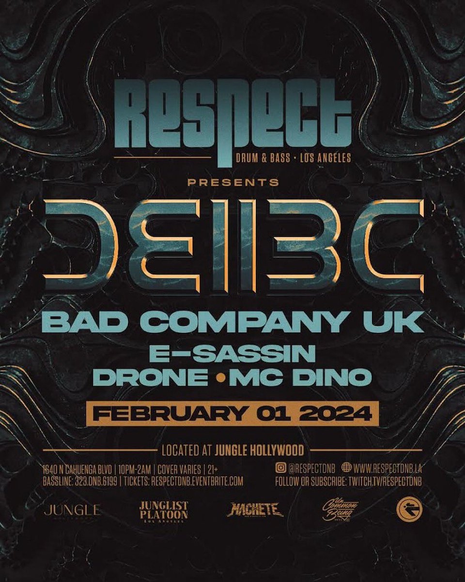 Discounted tix are nearly gone for BCUK at @respectdnb this Thursday 2/1, buy yours now! 🎟️ 🔥🔥🔥 Tickets: bcuk-feb1.eventbrite.com