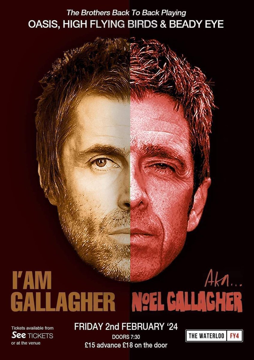 AKANoelG's tweet photo. BLACKPOOL
📍 Waterloo
📆 Fri 2nd Feb
⏲️ Doors: 7:30pm
🎟️ https://t.co/P9ah6SxlcU
This is gonna be another massive night of Oasis, HFB & Liam solo songs
See you there 👍✂️😎
#AKANoelGallagher #IAmGallagher #TheWaterloo #Blackpool #NoelGallagher #LiamGallagher #Oasis #NGHFB https://t.co/DYDnpMHhG8