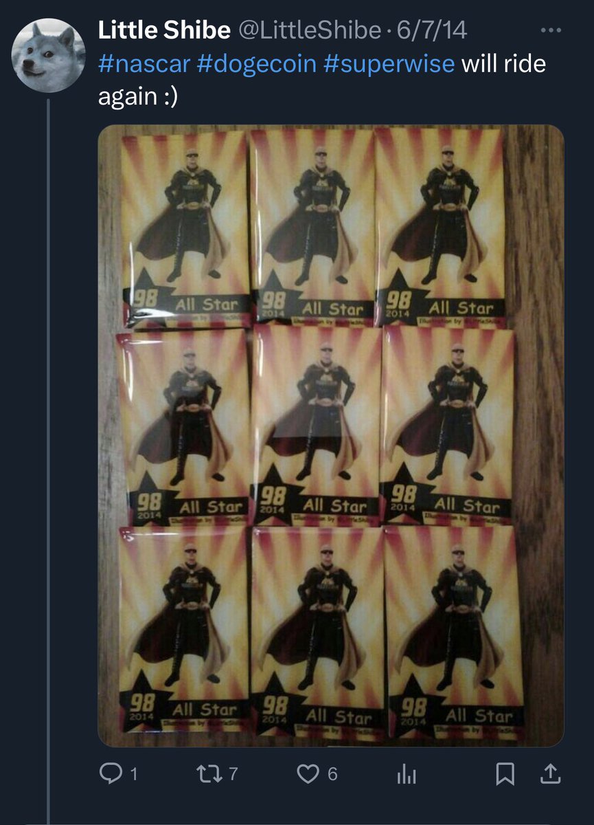 littleshibeOG's tweet photo. This is when @Josh_Wise retweeted the #SUPERWISE sketch as I worked on the card, also when it used to sell in dogelet and the magnets I had made. 

Then tokenized in NFT form 8-16-2014 on #dogeparty #dogecoin

#counterparty #bitcoin #NFT https://t.co/2JzJXFvxYU