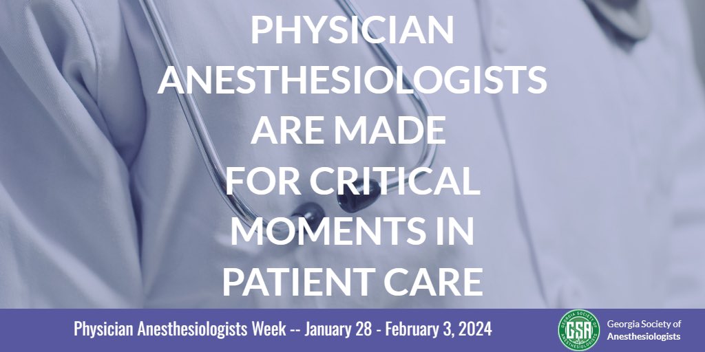 GSAHQ's tweet image. Physician anesthesiologists are guardians of patient safety, uniquely educated and trained for the critical moments in health care. Anesthesiologists are made for critical moments, when seconds count. #PhysAnesWk24 @ASALifeline