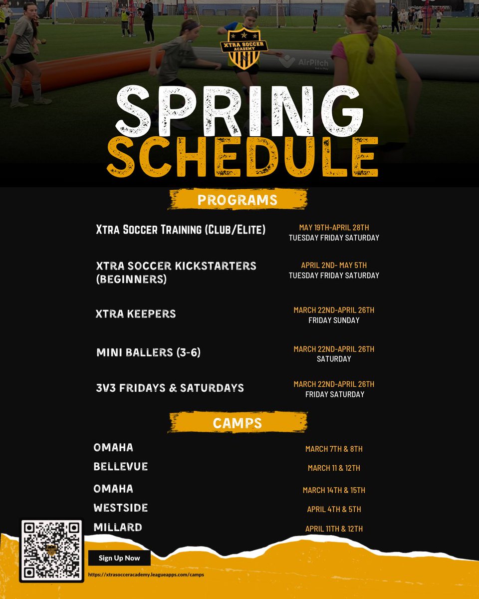 XtraSoccerAcad's tweet photo. Score big this spring! 🌟 Register for Xtra Soccer Academy’s Programs and Camps and enter for a chance to win an unforgettable Airpitch event for your team or party! 🎉⚽
https://t.co/aMfCeRhSzD
#xtraedge https://t.co/Paqihrs2Qp