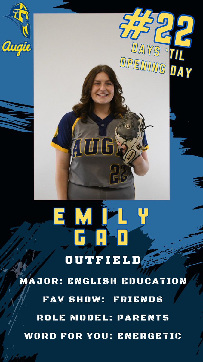 Only 22 more days until opening day!! Meet Sophomore outfielder, <a href="/emilygad22/">emily</a>! #SetSail #TheAugieWay <a href="/augieathletics/">Augustana Vikings</a>