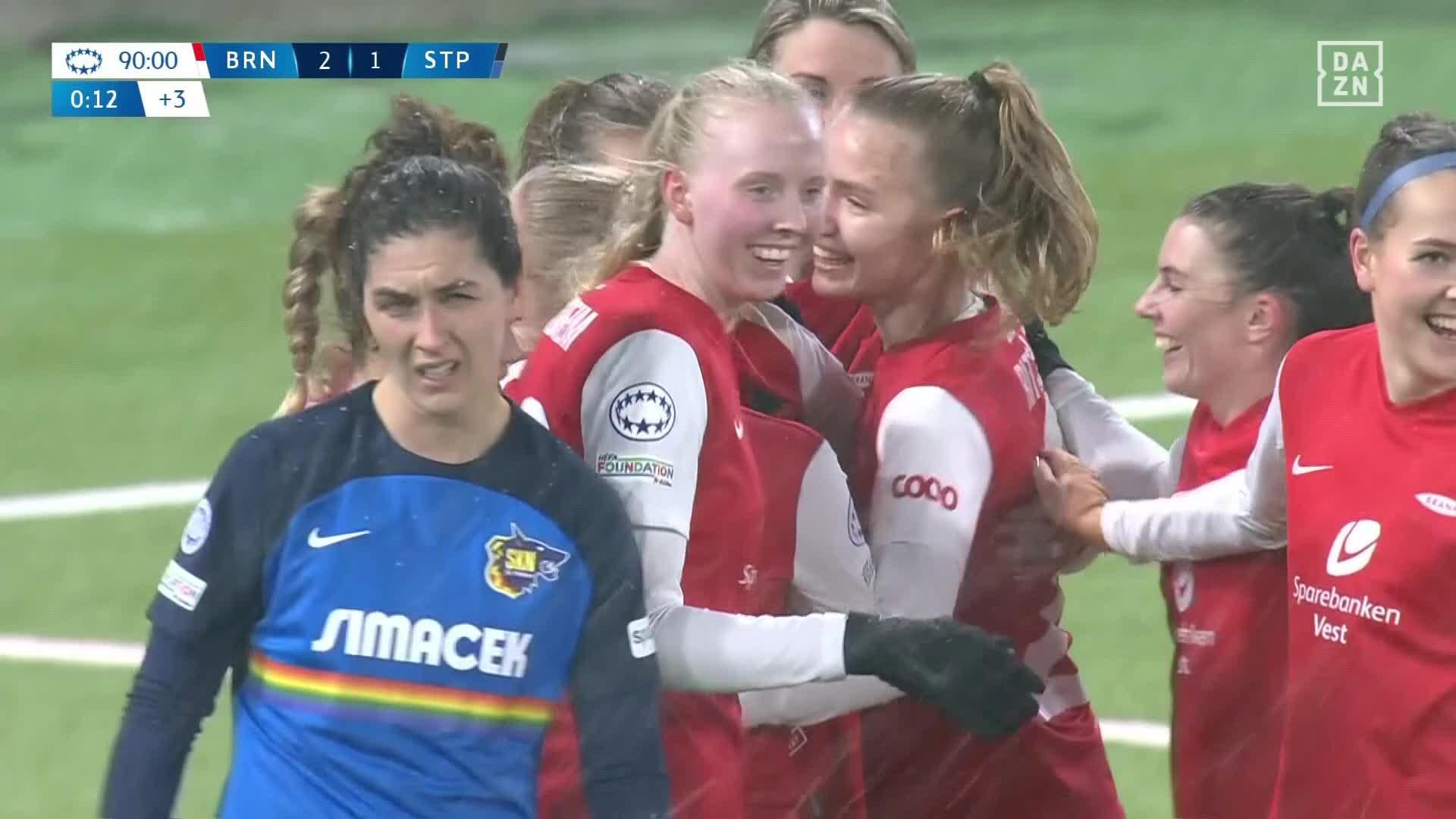 BRANN TAKE THE LEAD!! Amalie Eikeland with a beautiful glancing header. 💥  Watch the UWCL LIVE for FREE on DAZN 👉  #UWCLonDAZN