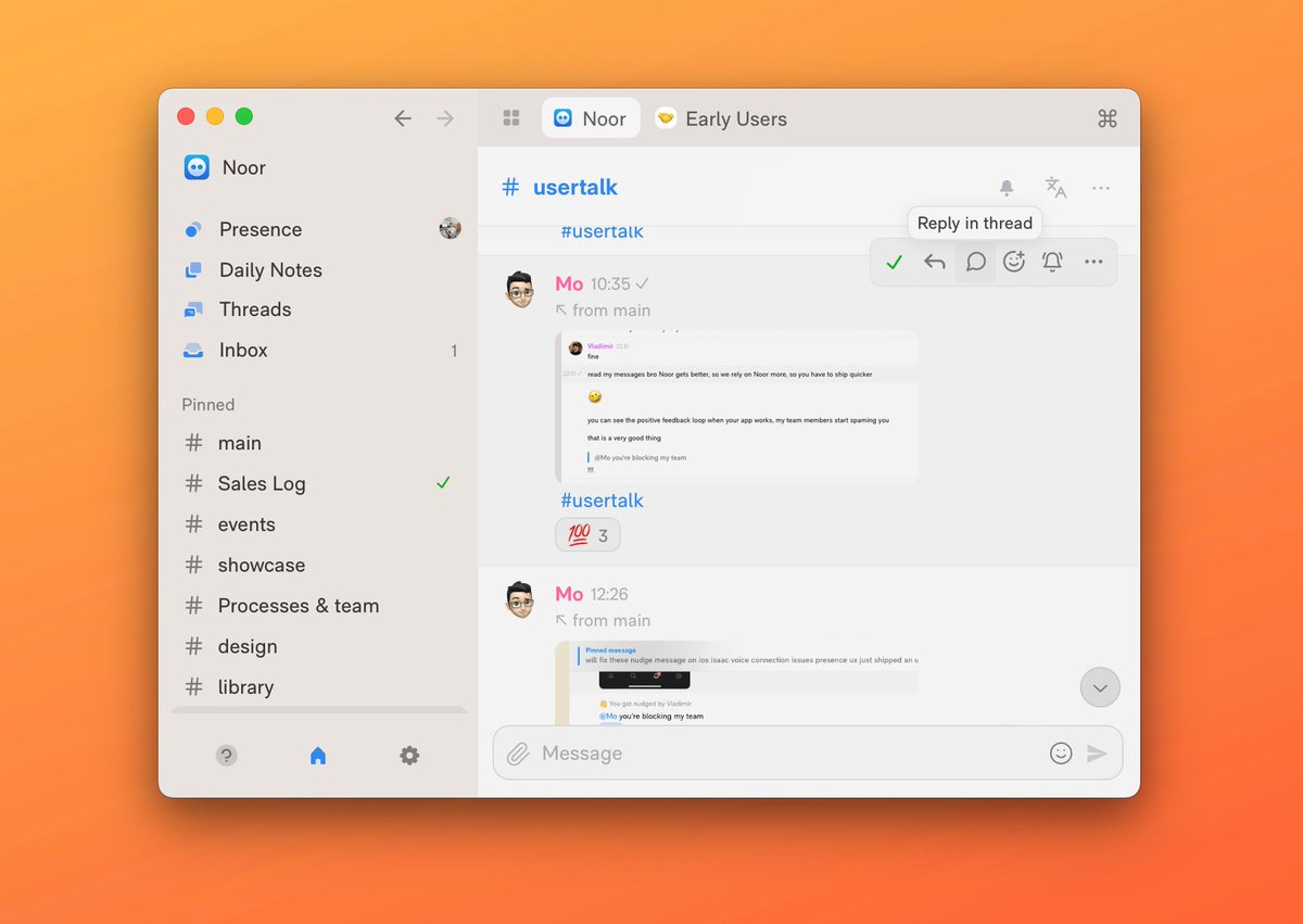 morajabi's tweet photo. Noor UI vs Slack UI when used at a small size: https://t.co/AsVIHzadGc