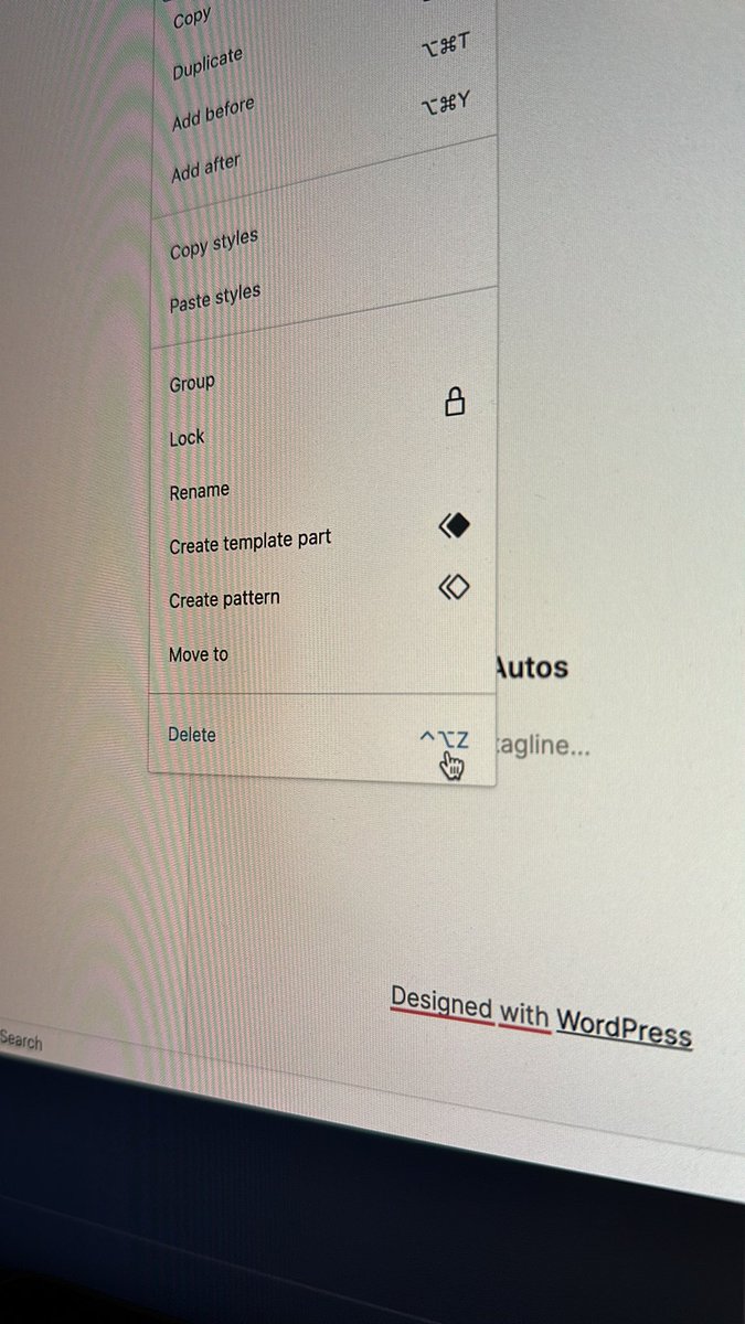 thomasdori's tweet photo. Apparently in the world of #WordPress block themes control+option+Z is an intuitive shortcut to delete blocks 🤦 https://t.co/qGwOJ7Wz8R