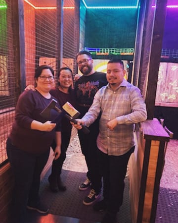 Kaoyeechue's tweet photo. Outing with my managers to the Hatchet House! We managed not to hurt each other haha #chilislove #teamchico #cartercrew https://t.co/I7vUSF4j0C