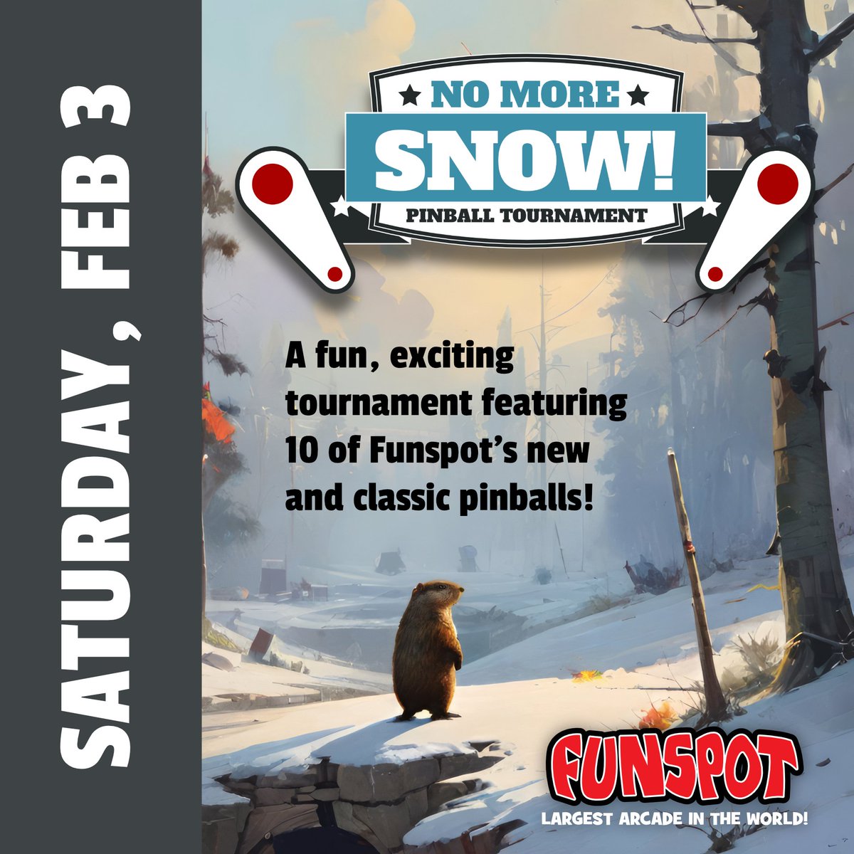 funspotnh's tweet photo. ๐จ๏ธ Feeling the winter blahs? Join us at Funspot's No More Snow #pinballtournament this Sat, Feb 3 for an unforgettable winter adventure! ๐ฎ 40 players max! Grab your spot: https://t.co/qEHQ4QdJNS ๐
#FunspotNH #PinballTournament #PinballFun https://t.co/WGwVaik6IR
