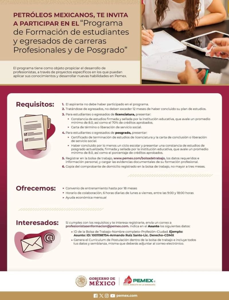 VACANTESCDMX's tweet image. #RecienEgresados #EmpleoMexico #Pemex