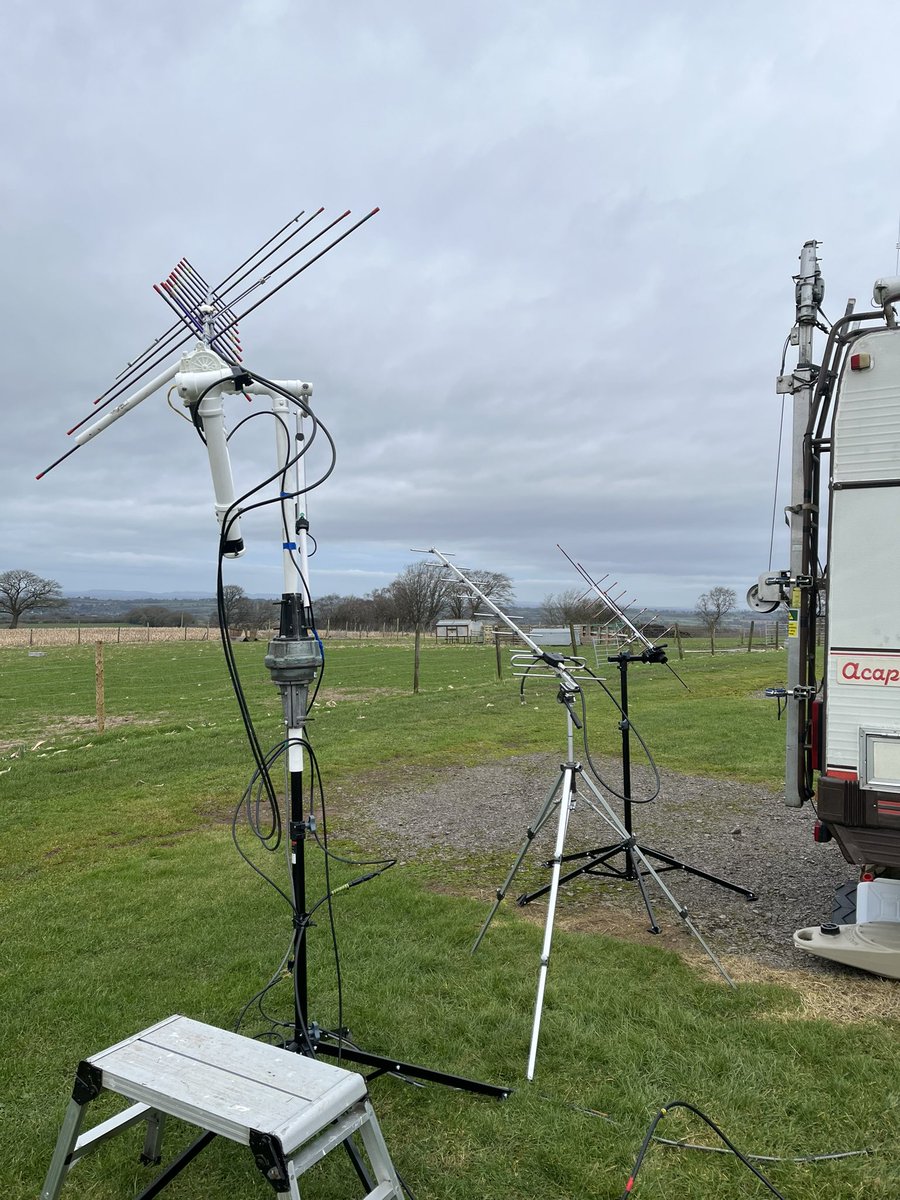 IO82 Day2 prog report. Blowing a gale/raining now so late afternoon LEO passes cancelled. Time for a nap, charge batts and LoTW upload of app. 150 GC contacts so far (LEO u/l next few days). See hams.at for latest. DM for skeds. Photo ‘staged’ ;-) #amsatrovers
73