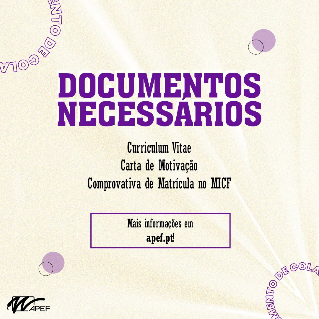 [PT] A APEF está quase a abrir as portas para novos Colaboradores e queremos que venhas fazer parte da nossa equipa!

Se és estudante de MICF representado por um Membro ou um Membro Individual, esta é a tua oportunidade de te candidatares e fazeres a diferença!