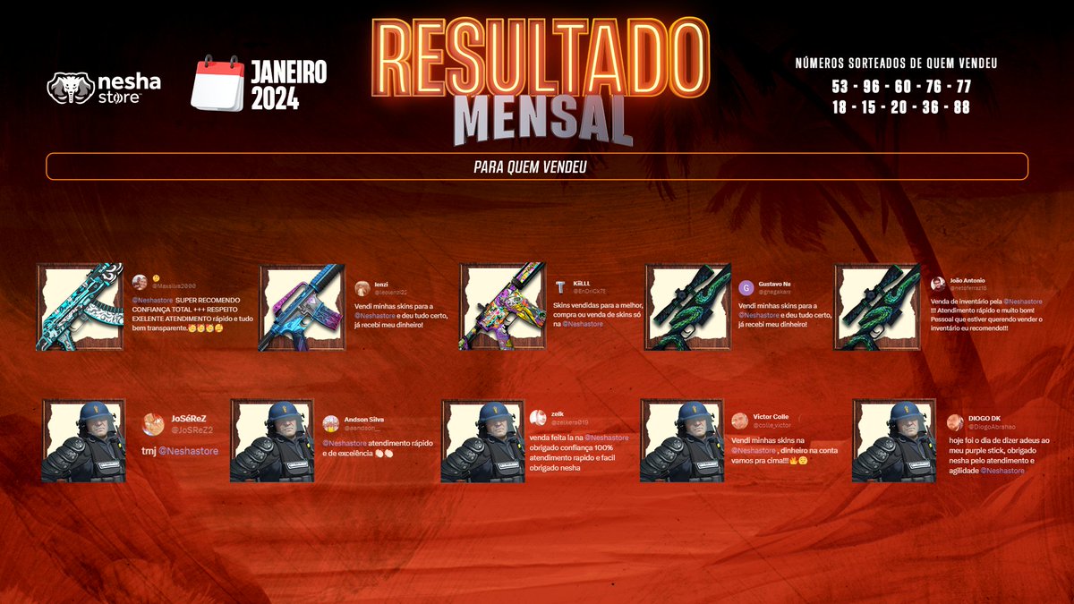Neshastore's tweet photo. Galerinha que vendeu Skins pra Nesha também se dando bem! 🥳 https://t.co/1H0BV3To85