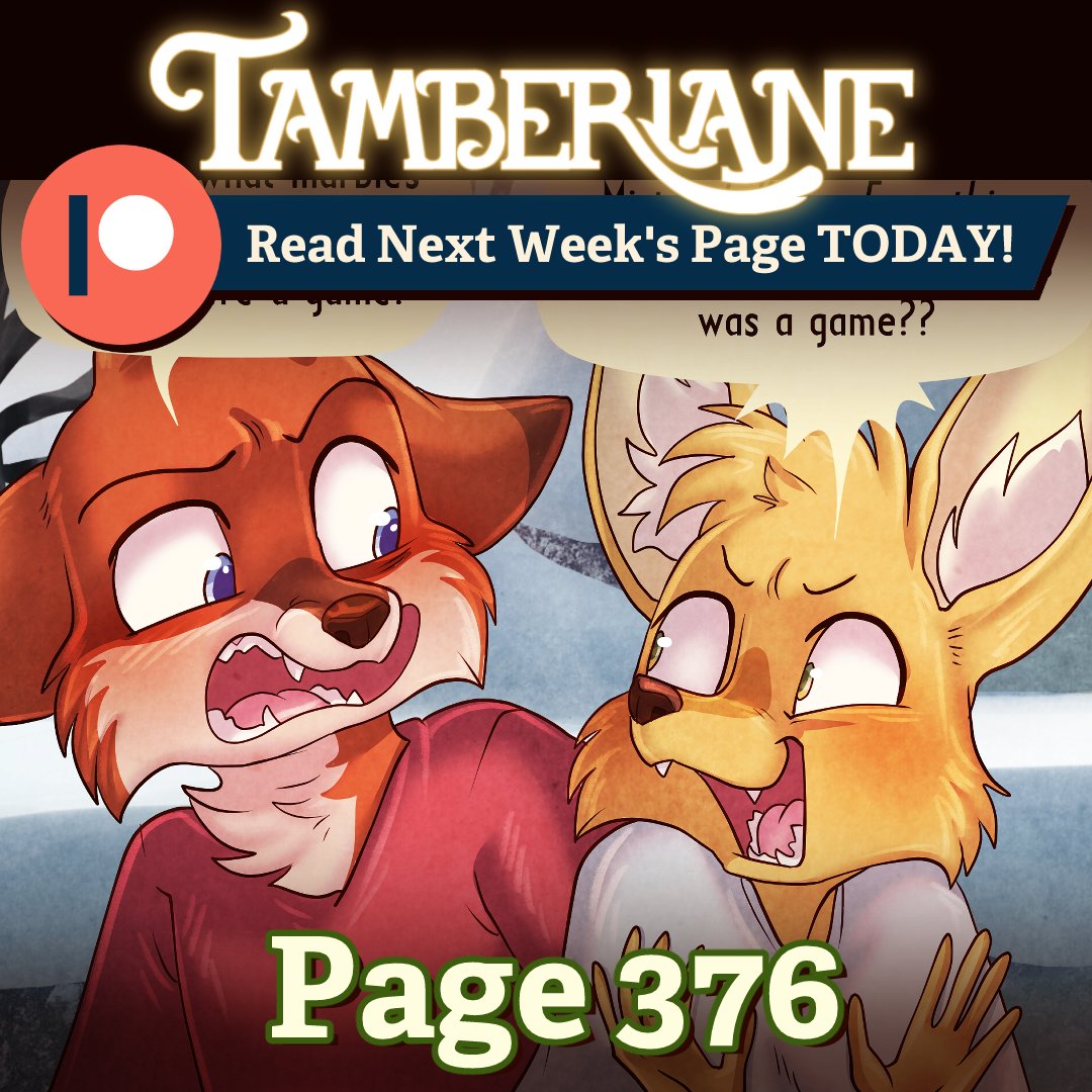 Oh Happy day! Page 376 of Tamberlane is up and ready to read over on Patreon! patreon.com/tamberlane #webcomic #animals #cute #adorable #indiecomic #indiecreator #art #illustration #TamberlaneComic