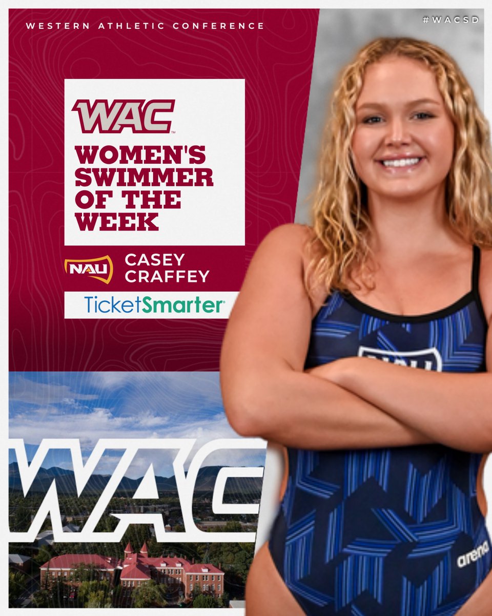 UAConference's tweet photo. 🏊‍♀️ Women's #WACsd ATHLETES OF THE WEEK presented by @TicketSmarter
Casey Crafty | @NAUSwimDive 
Mira Tinani | @NMStateSwimDive 

📰: https://t.co/SJyZIpBZ1N

#OneWAC