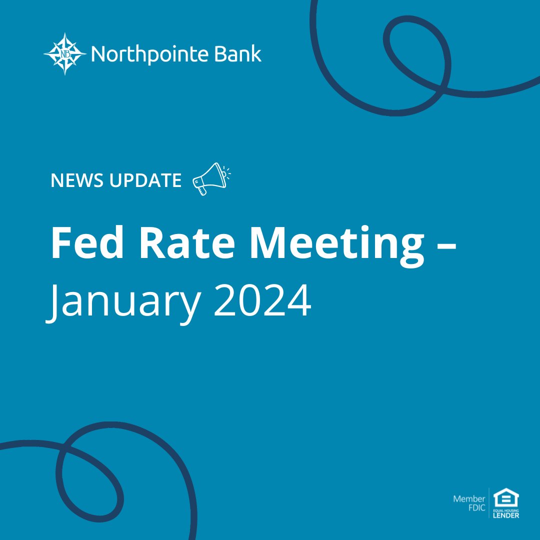 NorthpointeBank's tweet image. The Federal Reserve announced they are not making changes to interest rates in today’s meeting. This marks the fourth consecutive pause on rate hikes, though the Committee indicated that there may be rate cuts planned for later in the year as inflation continues to slow.