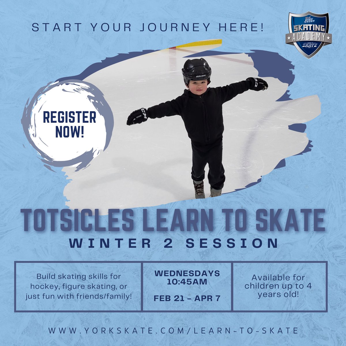 ✨⛸️ New Year, New Skill! Our Winter 2 Learn to Skate session is just around the corner and it’s the perfect opportunity to kickstart your skating journey. Join us and let’s start off the year trying something new together! #LearnToSkate #newyearnewskills

yorkskate.com/learn-to-skate