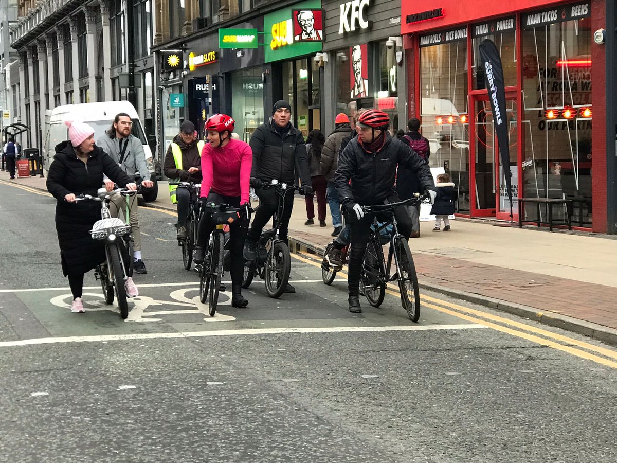 Welcomed @activetraveleng to Manchester today. The ride out was very valuable, showing what I would call “the good”, “the underway” & “the needs more work/another solution”. Building more of “the good” & faster is vital so the region achieves a better balance of mode share.