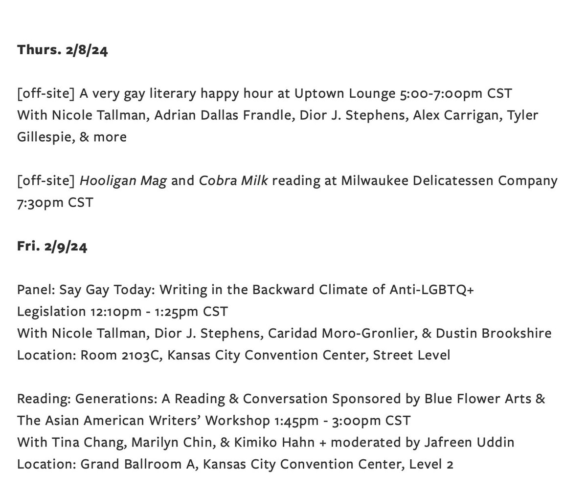 chenchenwrites's tweet photo. here's what i'm doing at @awpwriter 2024 next week~!

at the convention center, i'm on 2 panels &amp; i'm part of a reading sponsored by @blueflowerarts &amp; @aaww.

off-site, i'm contributing to 3 readings.

&amp; i will be wandering the book fair of course. of course!!

hope to see youuu https://t.co/IXVjVklLh1