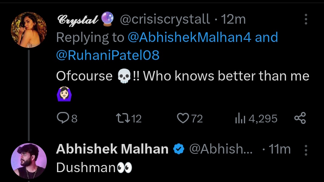 Shreyasi97's tweet photo. Haye nazar na lage meri cuties ko🥹🥹🧿🧿🫶🫶
Asli ship to #cryshek nikli🥹🥹
@AbhishekMalhan4 @crisiscrystall for the win🐥🐥
#Abhisha https://t.co/s0b9dJKugA