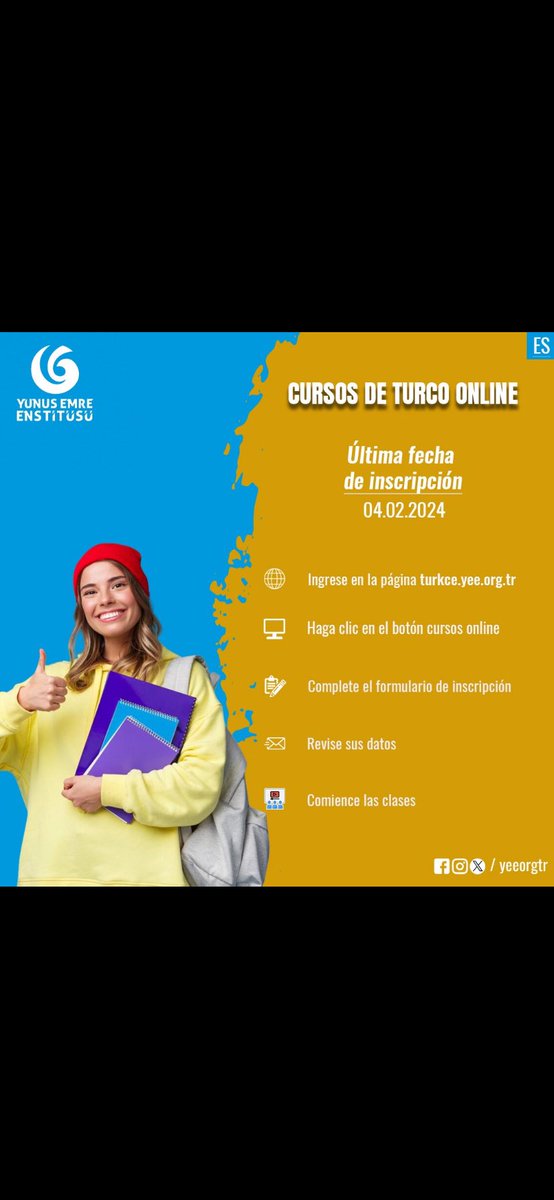 ¡Falta poco para que empiecen los cursos en online de idioma turco! Para optener más detalles, pueden ingresar a pagina⬇️ turkce.yee.org.tr