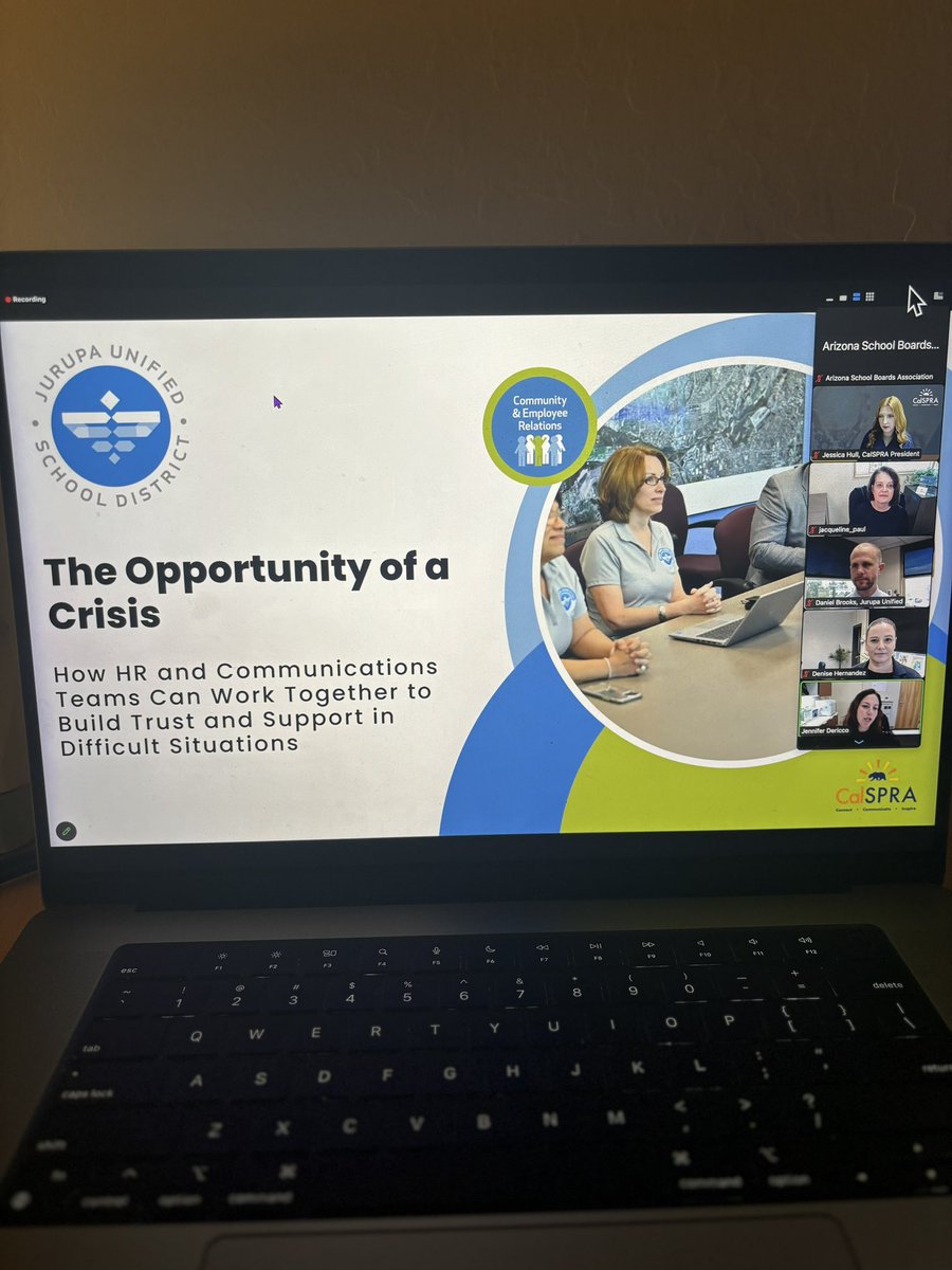 AZSchoolPR's tweet photo. Kicking off the Southwest FREE webinar with @CalSPRA #communications #HumanResources #aspra #schoolpr 💻 https://t.co/is2gPFhhPk