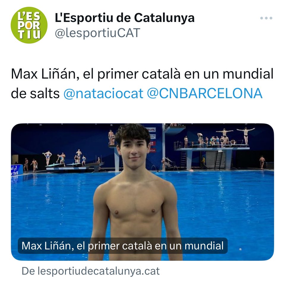 | FITES |

🏊🏽 hi ha esports on les places són molt selectives i arribar-hi un somni.

Felicitats Max Liñan ! 
#Catalunyaalmón