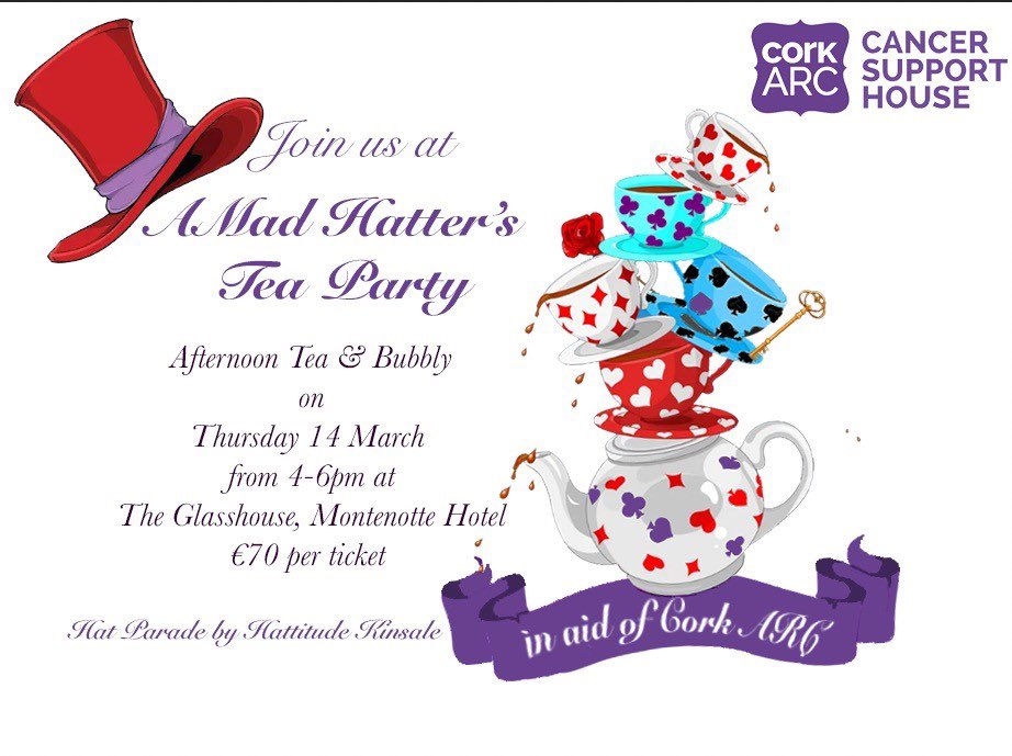 One for the ladies 💃. Please support Cork ARC while enjoying a great afternoon in the Montenotte Hotel on 14 March. Get your tickets here: corkcancersupport.ie/product/tea-pa…