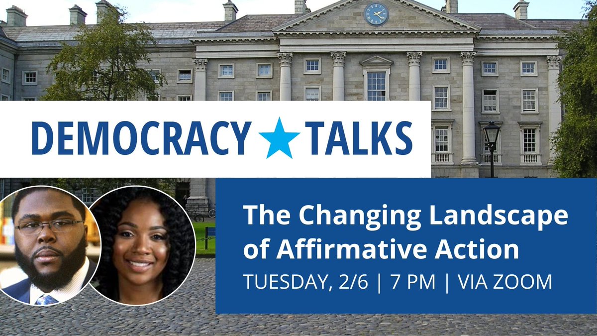 Next Tuesday via Zoom, Dr. Anthony Abraham Jack @tony_jack and Dr. Christina J. Cross @christinajcross will join us to discuss the changing landscape of affirmative action! . THE CHANGING LANDSCAPE OF AFFIRMATIVE ACTION 2/6 | 7 PM | VIA ZOOM REGISTER: ow.ly/sxQy50QwusZ