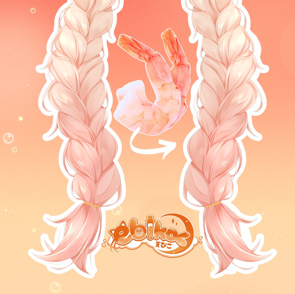 This subtle detail of my design often goes unnoticed...Especially in artwork~but have you noticed that my braids transition from blonde to pink? They symbolize shrimp tails! The braids mirror the fleshy body, while the ombre tips capture the essence of the tail.