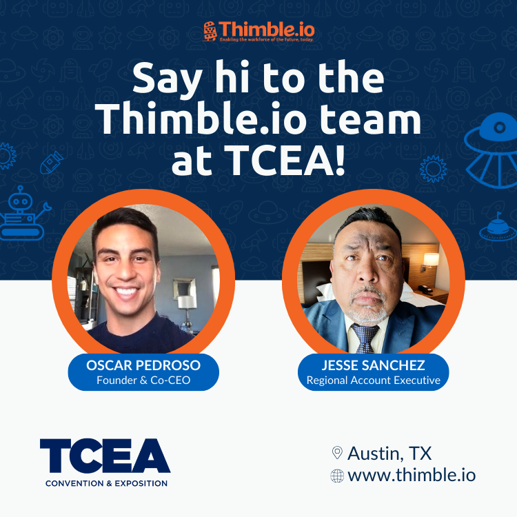 The Thimble.io team is thrilled to be attending TCEA - connecting with the largest nonprofit ed tech association in the U.S.! With over 40 years of dedication to breaking down educational barriers, they've impacted 65k+ educators. 🌐 #TCEA2024 #EdTechAdvocates