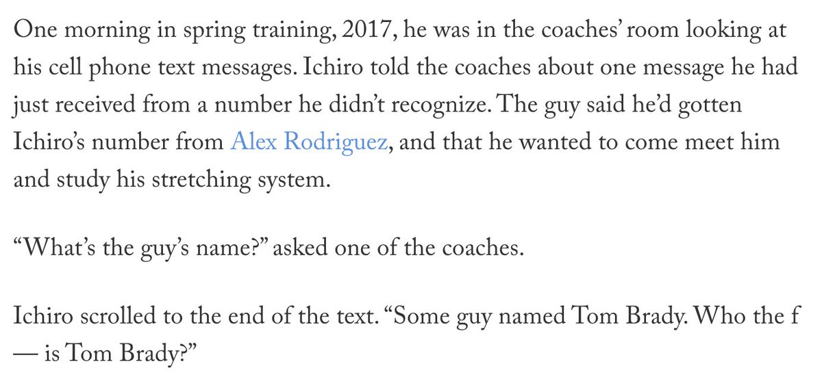 Ichiro Suzuki not know who Tom Brady is might be my favorite thing of all time