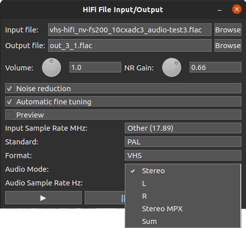 vhsdecode's tweet photo. While you may not hear a diffrance, your sure going to see one soon, #hifidecode now has a GUI! the second big update this year in the #vhsdecode Toolchain! https://t.co/v5d3FN9lYq